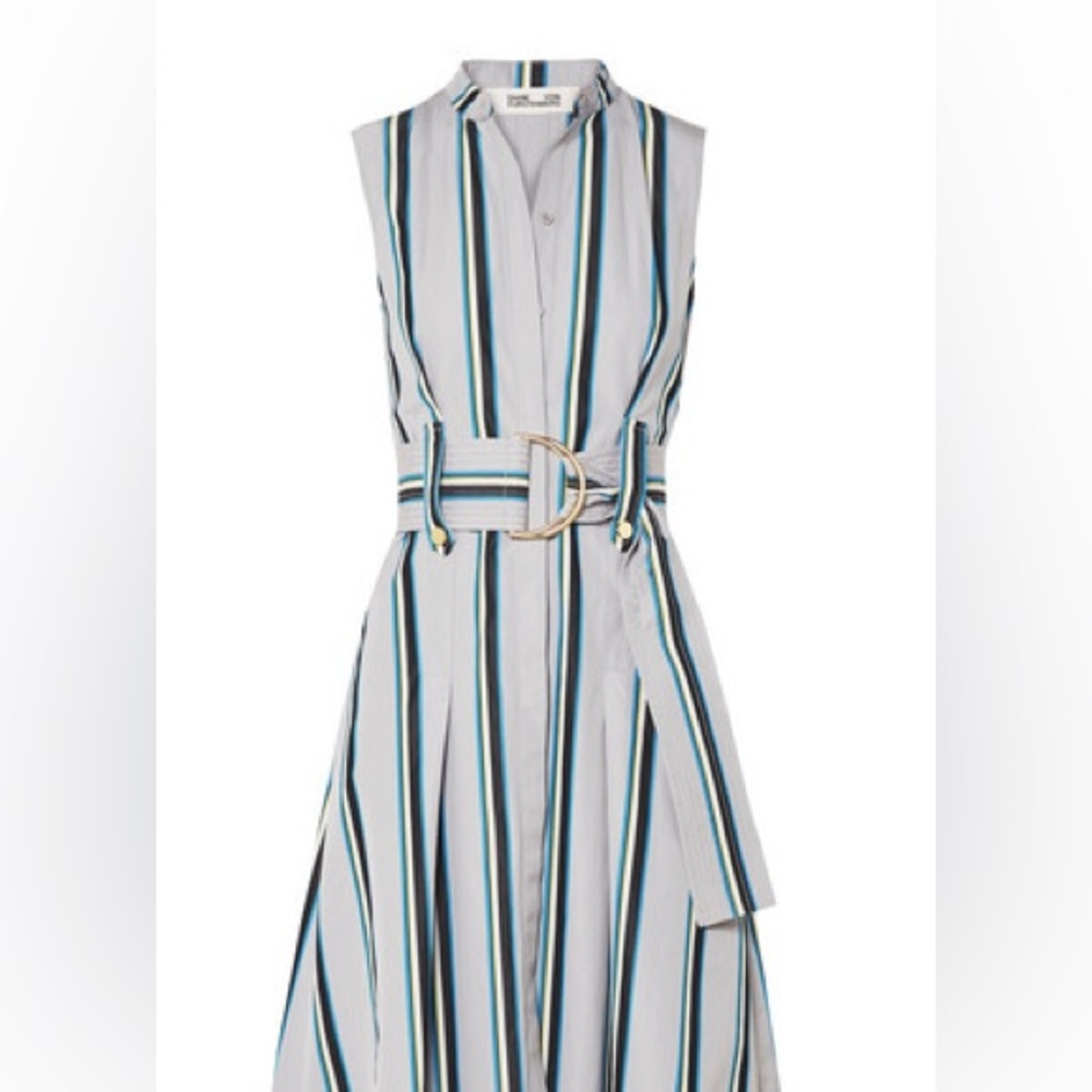 Diane Von Furstenberg Stripped Belted Mini Dress